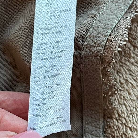 Spanx Undietectable Moss Green With Pink Lace Trim Underwire Bra Women's 34B - Picture 12 of 17